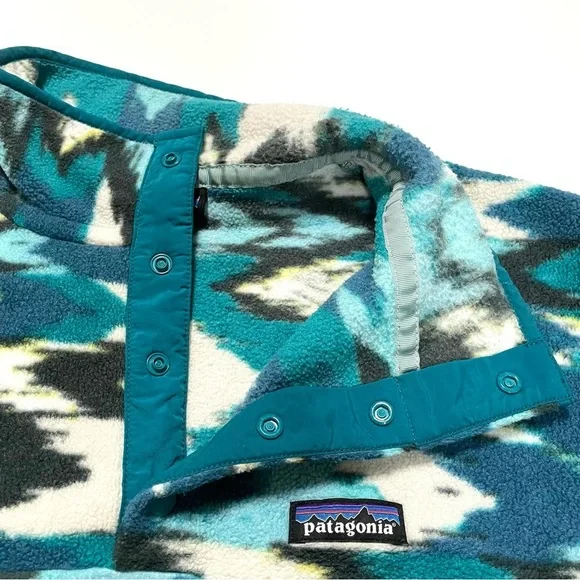 Patagonia Vintage Small Synchilla Trout Tales Elwha Blue Snap-T Fleece - Picture 9 of 15